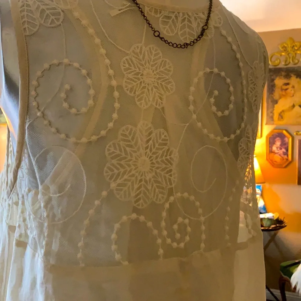 Vintage Kimchi Blue Ivory Gauze Boho Dress.  Sz M